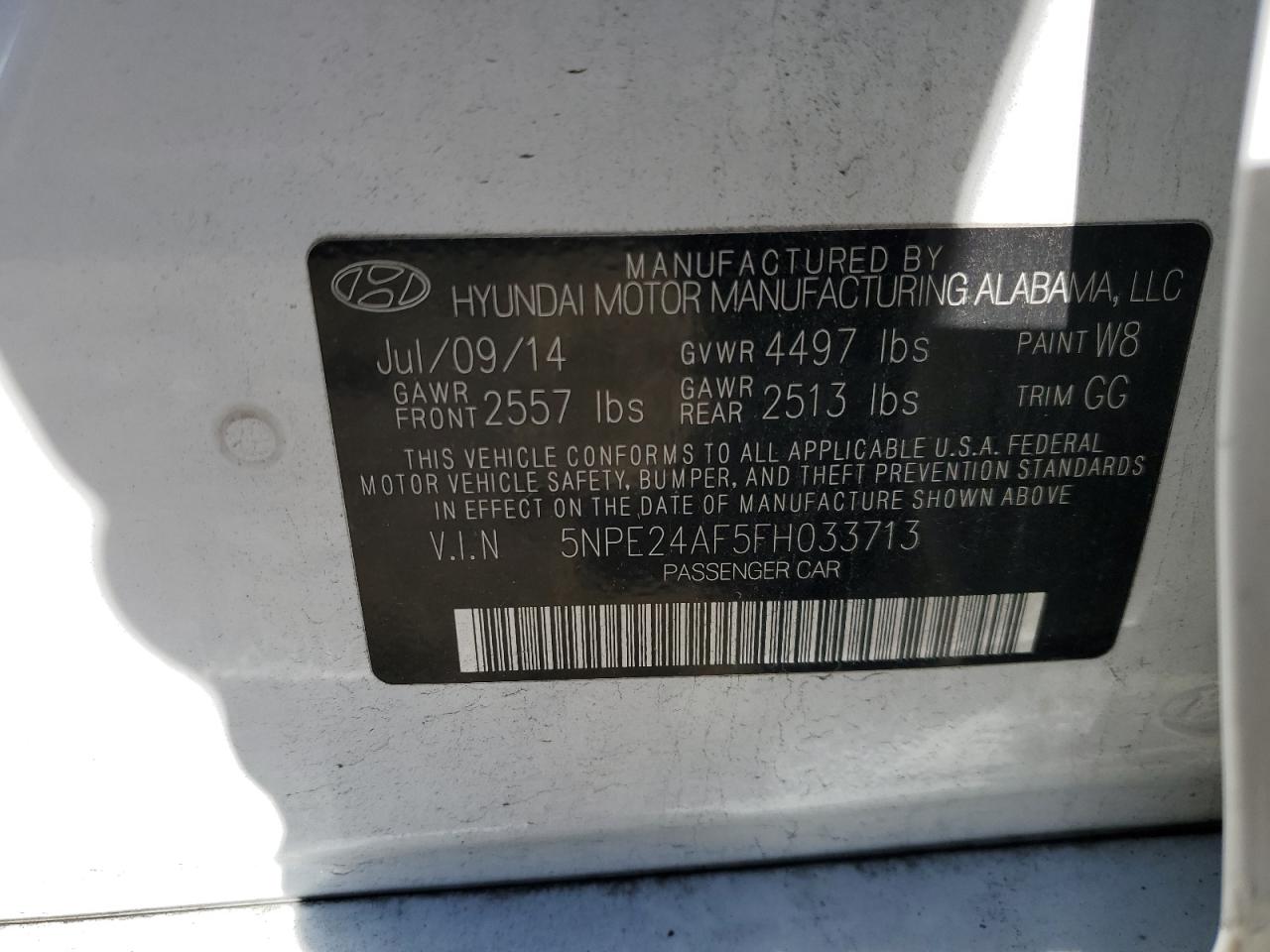 5NPE24AF5FH033713 2015 Hyundai Sonata Se