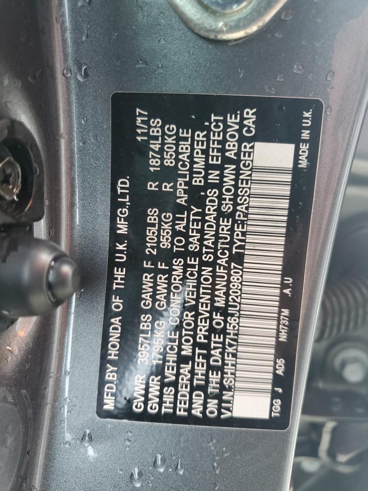 SHHFK7H56JU209807 2018 Honda Civic Ex