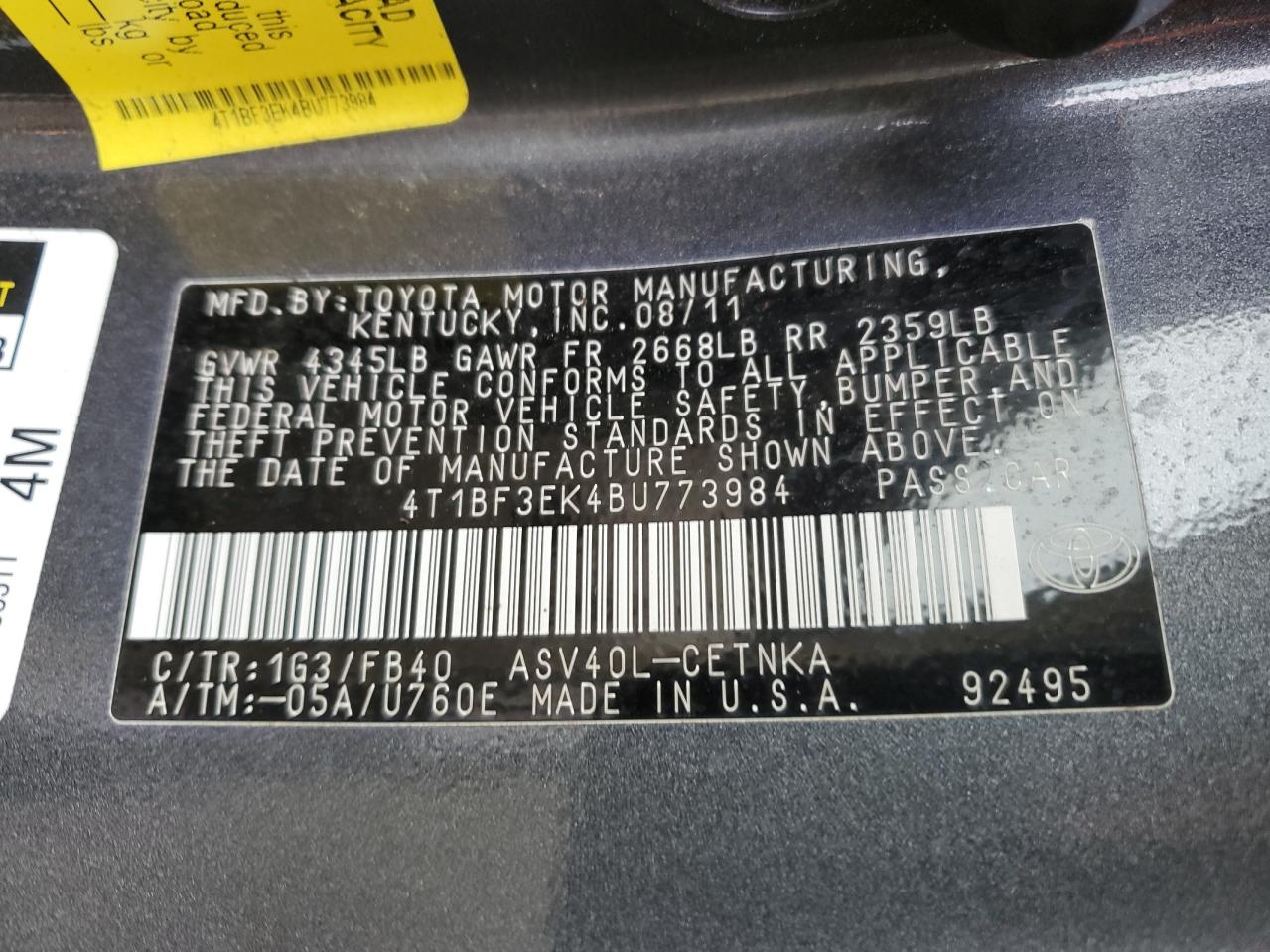 4T1BF3EK4BU773984 2011 Toyota Camry Base