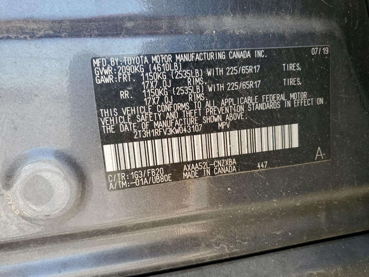 2T3H1RFV3KW043107 2019 TOYOTA RAV 4 - Image 13