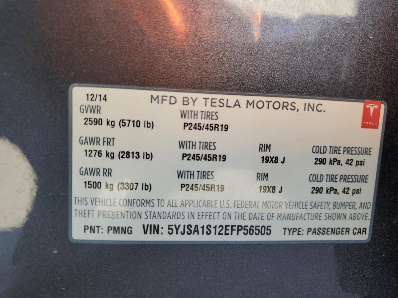 5YJSA1S12EFP56505 2014 Tesla Model S