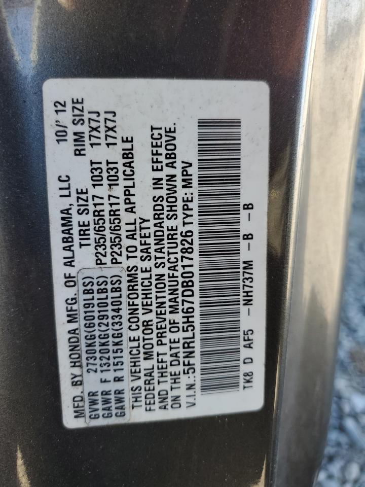 5FNRL5H67DB017826 2013 Honda Odyssey Exl