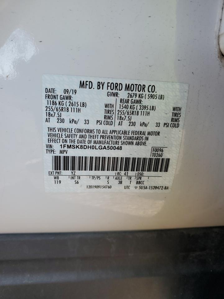 1FMSK8DH0LGA50048 2020 Ford Explorer Xlt