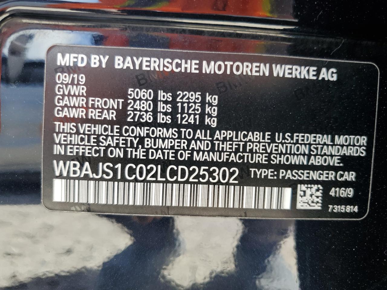 2020 BMW 540 I VIN: WBAJS1C02LCD25302 Lot: 78677844