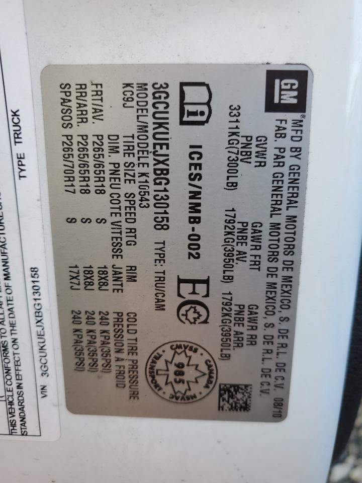 2011 Chevrolet Silverado K1500 Hybrid VIN: 3GCUKUEJXBG130158 Lot: 75806274