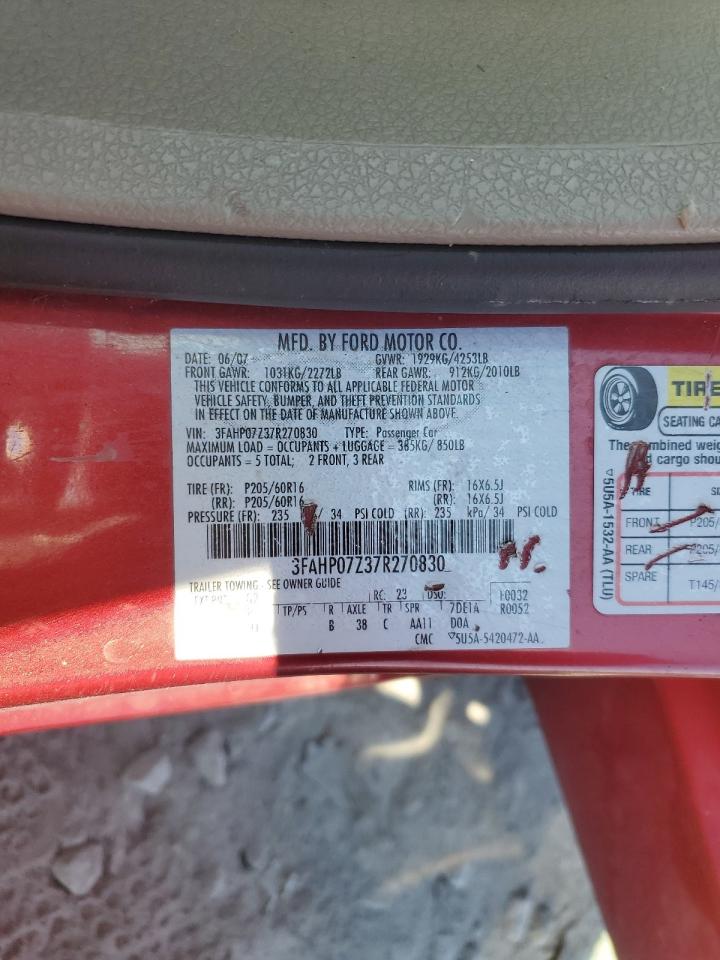 3FAHP07Z37R270830 2007 Ford Fusion Se