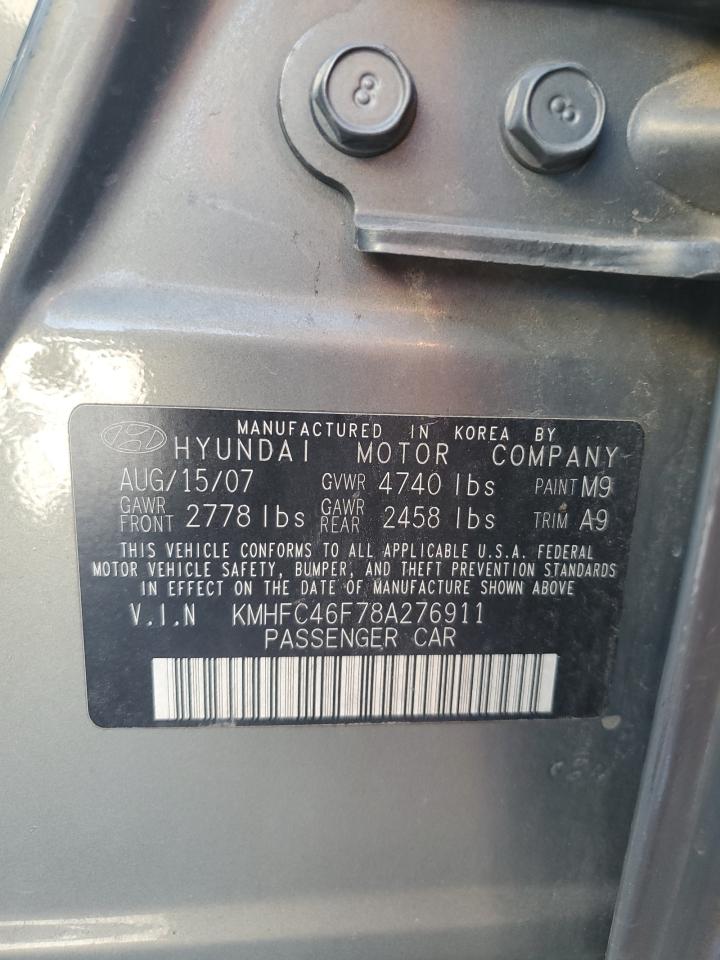 KMHFC46F78A276911 2008 Hyundai Azera Se