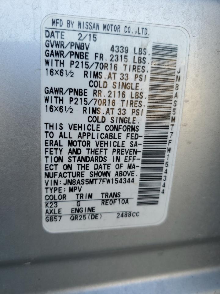 JN8AS5MT7FW154344 2015 NISSAN ROGUE - Image 13