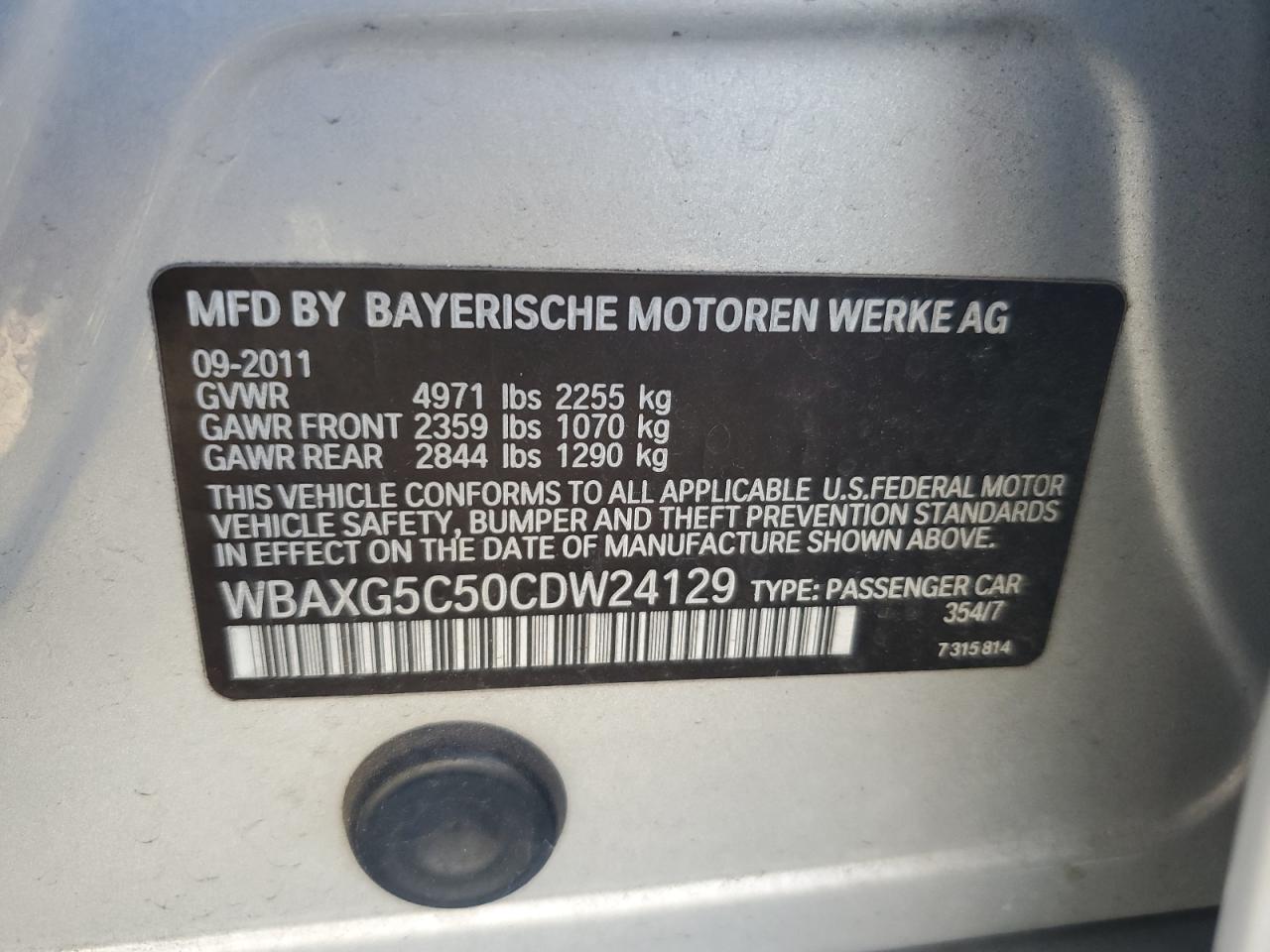 WBAXG5C50CDW24129 2012 BMW 528 I