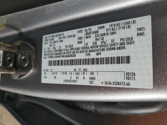 1FMCU0H61NUA82925 Ford Escape SEL 12