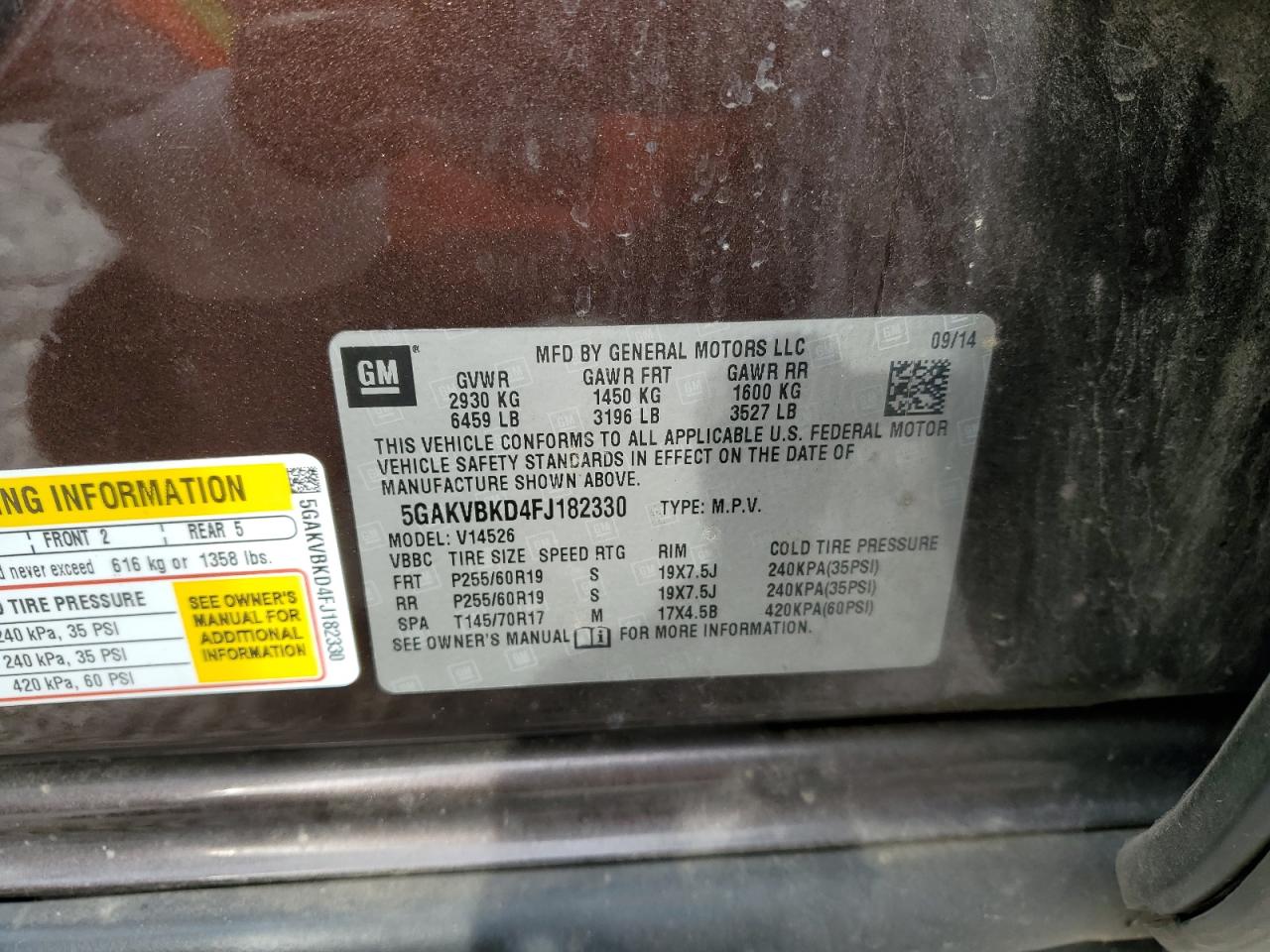 2015 Buick Enclave VIN: 5GAKVBKD4FJ182330 Lot: 76522904