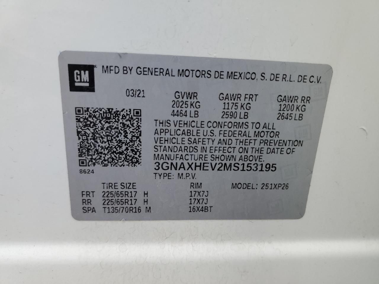 2021 Chevrolet Equinox Ls VIN: 3GNAXHEV2MS153195 Lot: 75752994