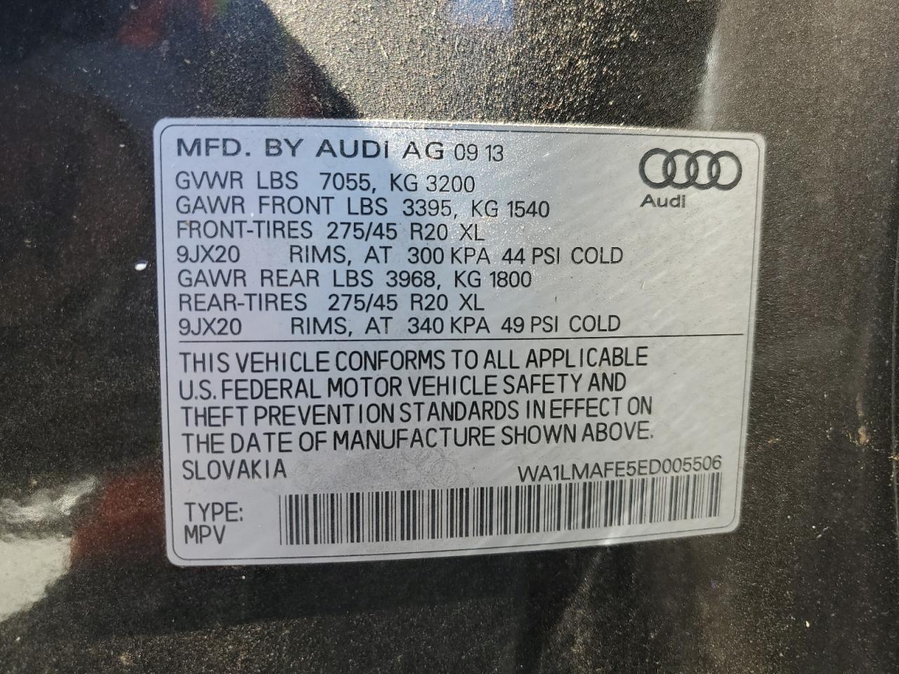 2014 Audi Q7 Premium Plus VIN: WA1LMAFE5ED005506 Lot: 77788764