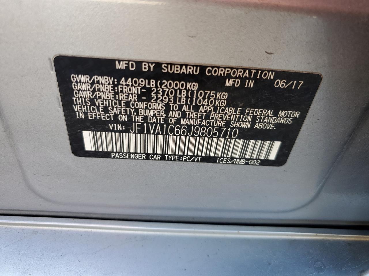 JF1VA1C66J9805710 2018 Subaru Wrx Premium