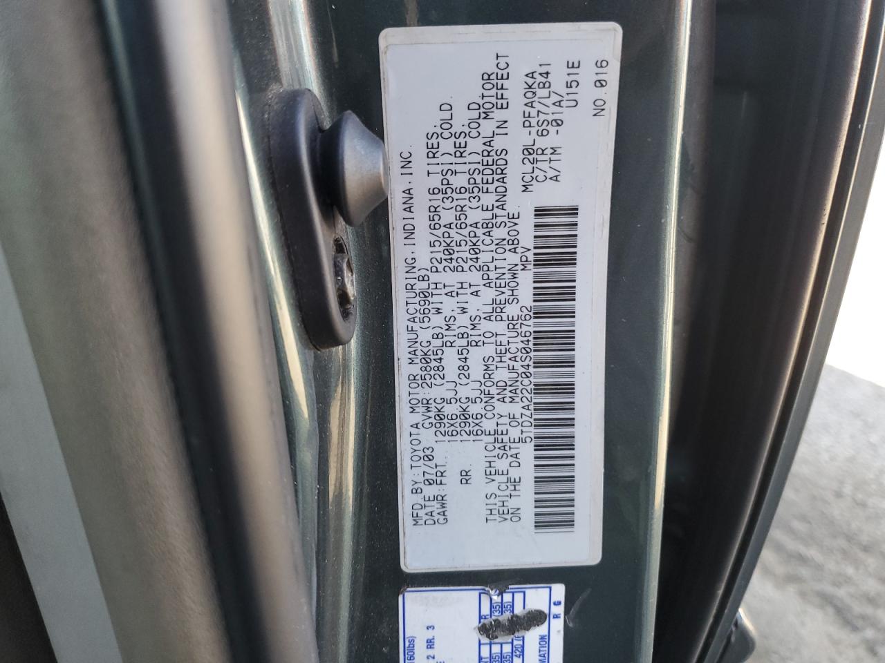 5TDZA22C04S046762 2004 Toyota Sienna Xle