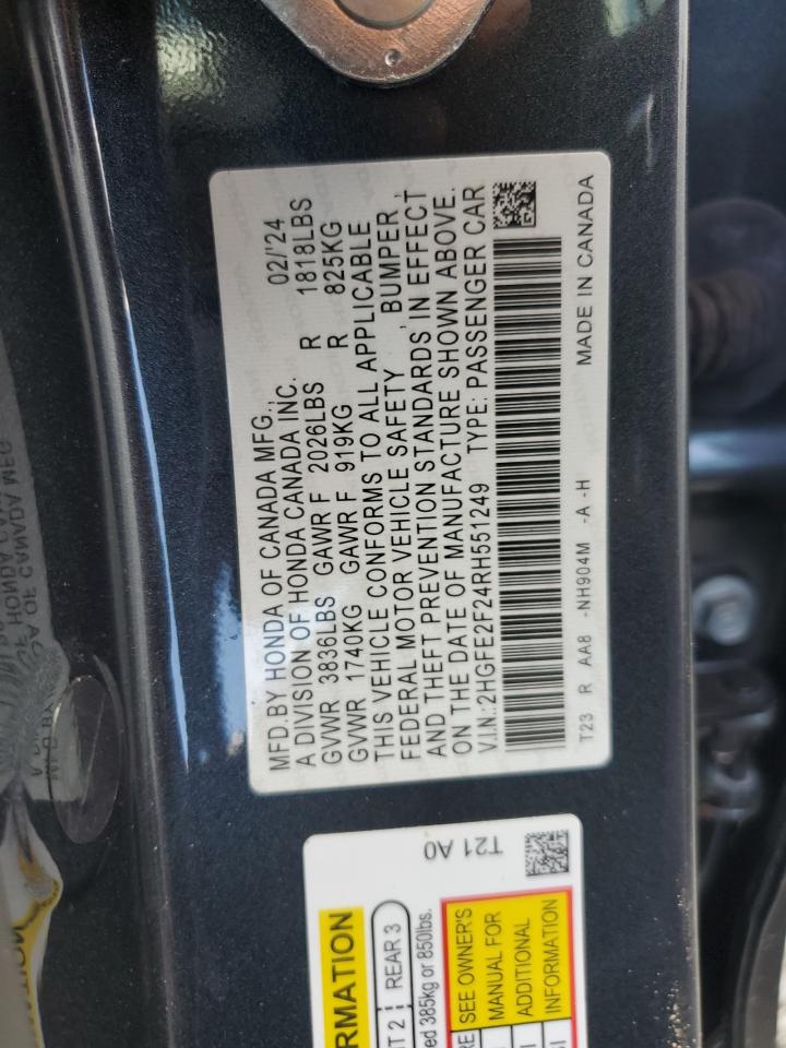 2HGFE2F24RH551249 2024 Honda Civic Lx 2HGFE2F24RH551249 2024 Honda Civic Lx