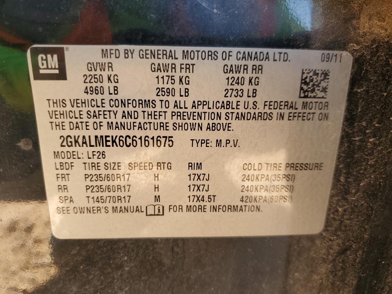 2GKALMEK6C6161675 2012 GMC Terrain Sle