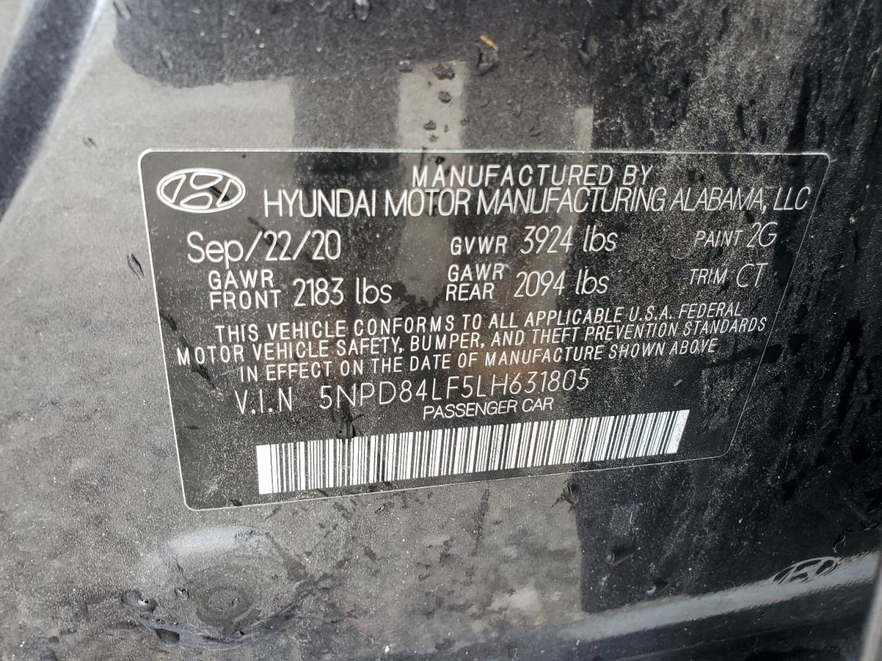 5NPD84LF5LH631805 2020 Hyundai Elantra Sel