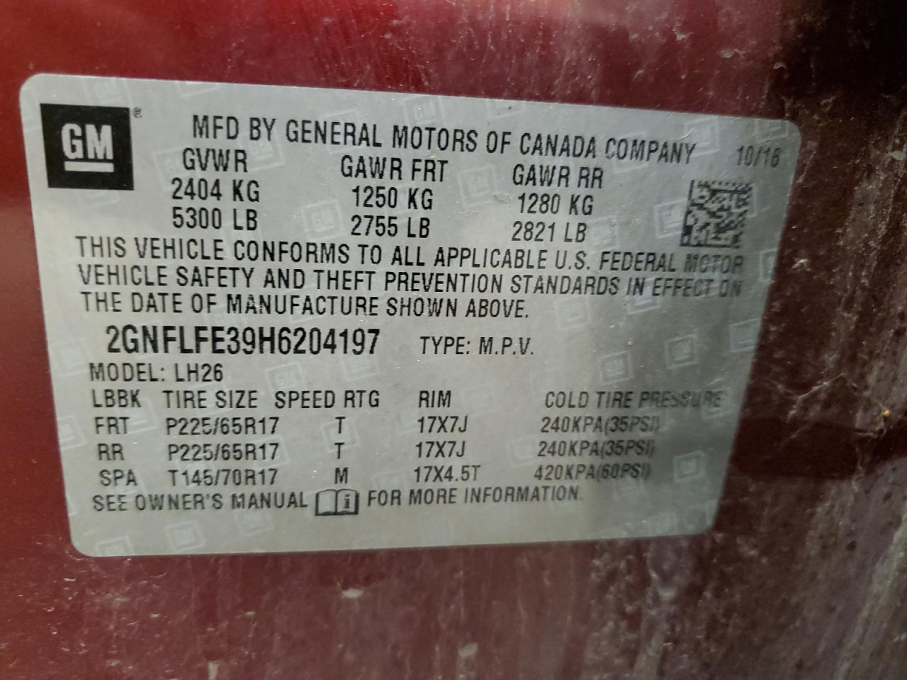 2GNFLFE39H6204197 2017 CHEVROLET EQUINOX - Image 13