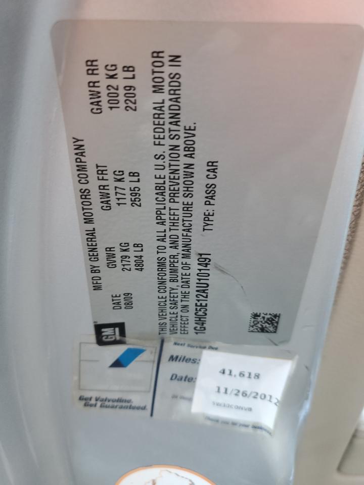 2010 Buick Lucerne Cxl VIN: 1G4HC5E12AU101491 Lot: 78054844