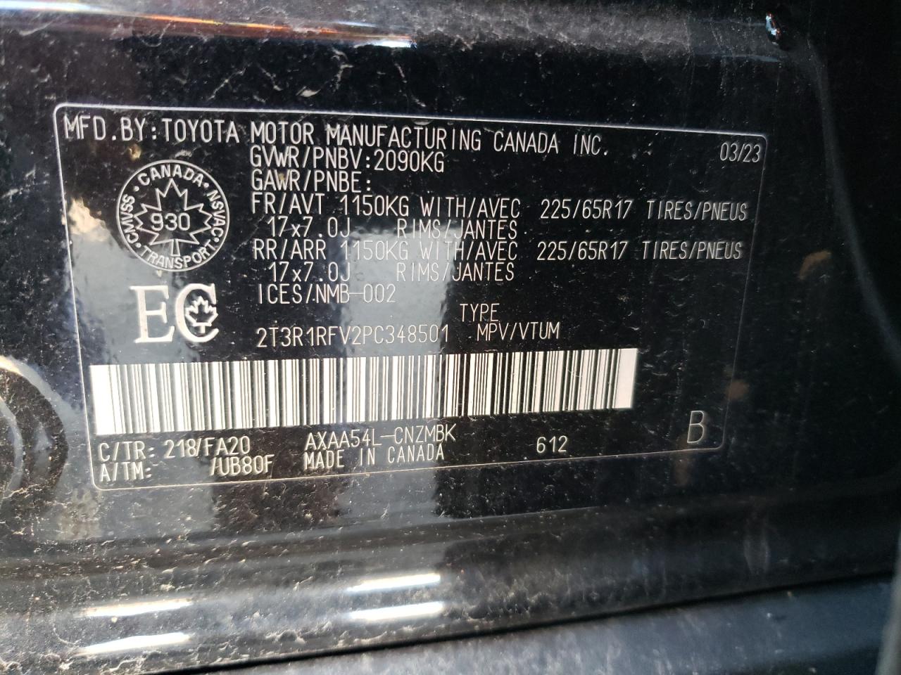 2T3R1RFV2PC348501 2023 Toyota Rav4 Xle