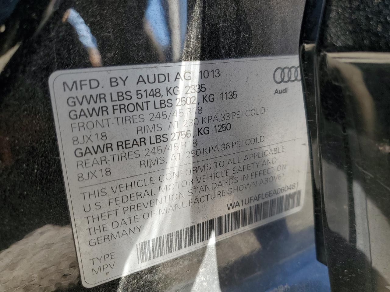 2014 Audi A4 Allroad Premium Plus VIN: WA1UFAFL6EA060481 Lot: 74540774