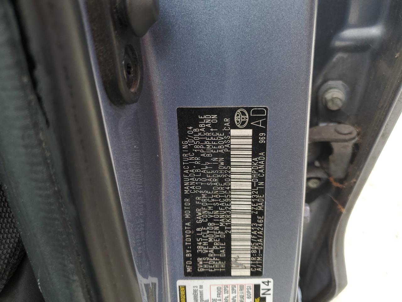 2005 Toyota Corolla Matrix Xr VIN: 2T1KR32E95C400225 Lot: 76734544