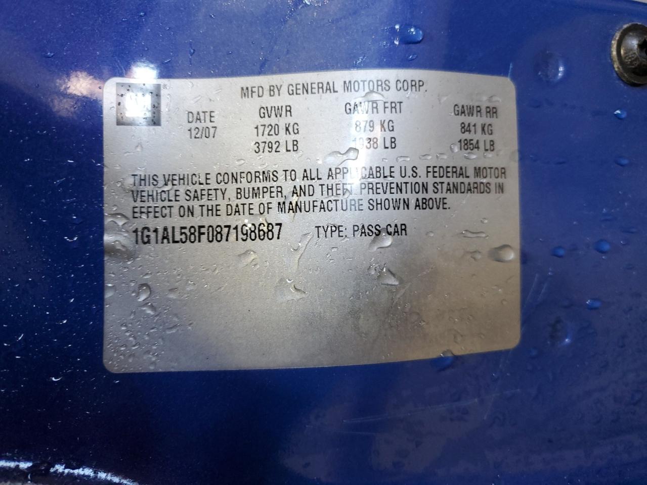 1G1AL58F087198687 2008 Chevrolet Cobalt Lt