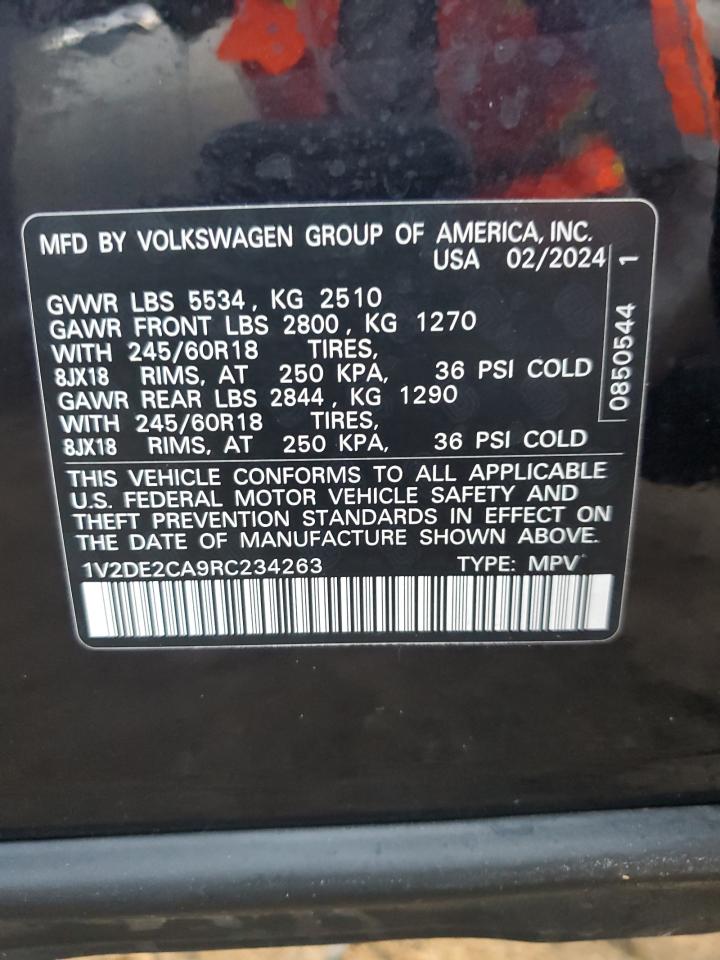 2024 Volkswagen Atlas Cross Sport Se VIN: 1V2DE2CA9RC234263 Lot: 74840754