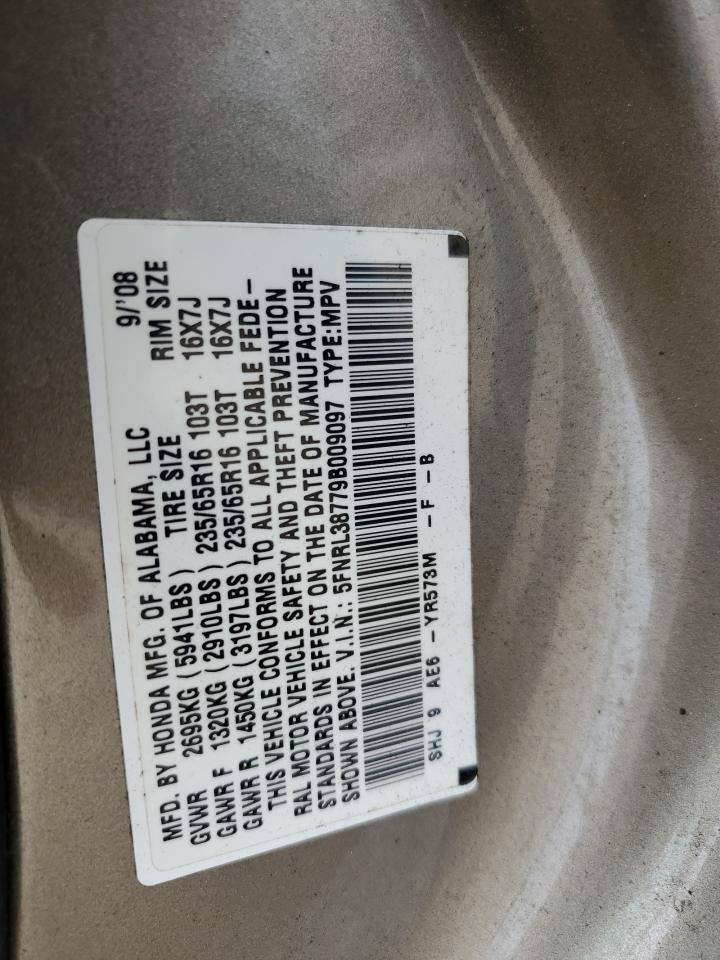 5FNRL38779B009097 2009 Honda Odyssey Exl