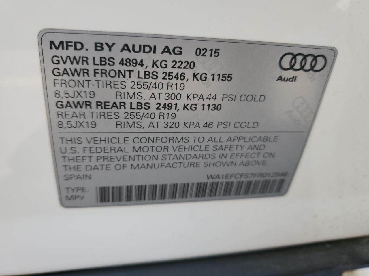 WA1EFCFS7FR012546 2015 Audi Q3 Premium Plus