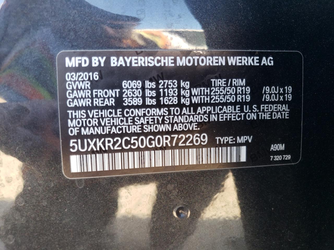 5UXKR2C50G0R72269 2016 BMW X5 Sdrive35I