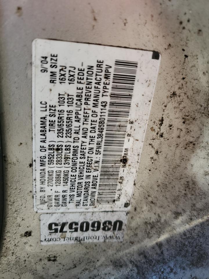 5FNRL38495B011143 2005 Honda Odyssey Ex