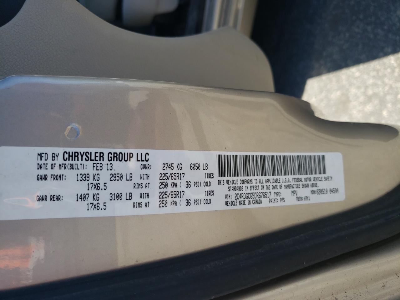 2C4RDGCG5DR676517 2013 Dodge Grand Caravan Sxt