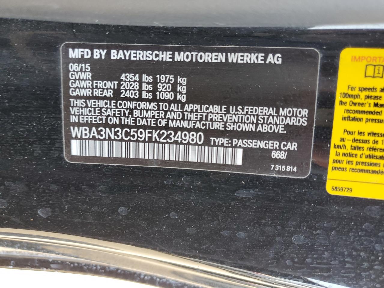 WBA3N3C59FK234980 2015 BMW 4 SERIES - Image 14