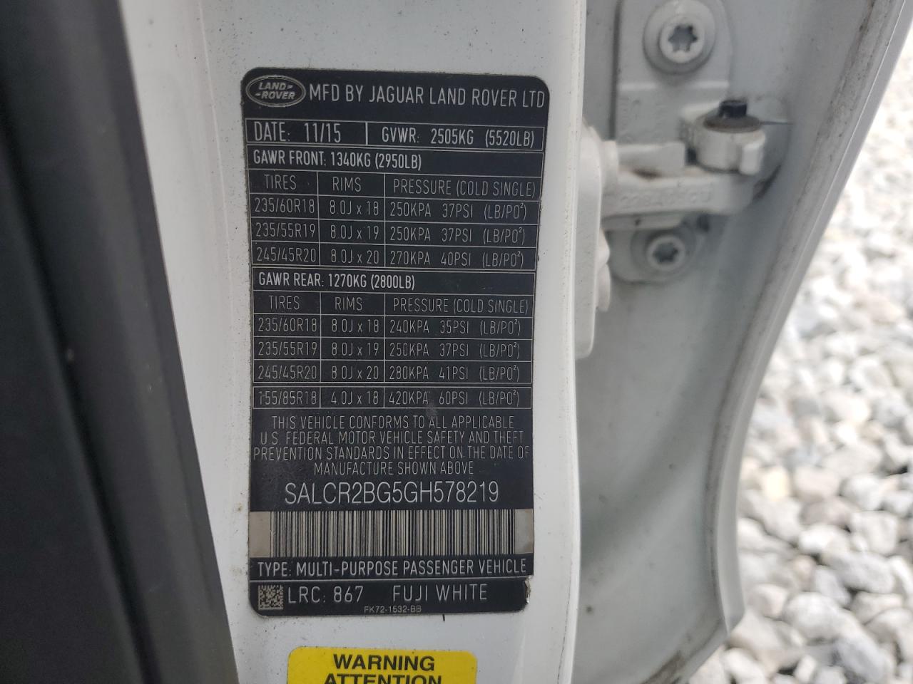 SALCR2BG5GH578219 2016 LAND ROVER DISCOVERY - Image 15