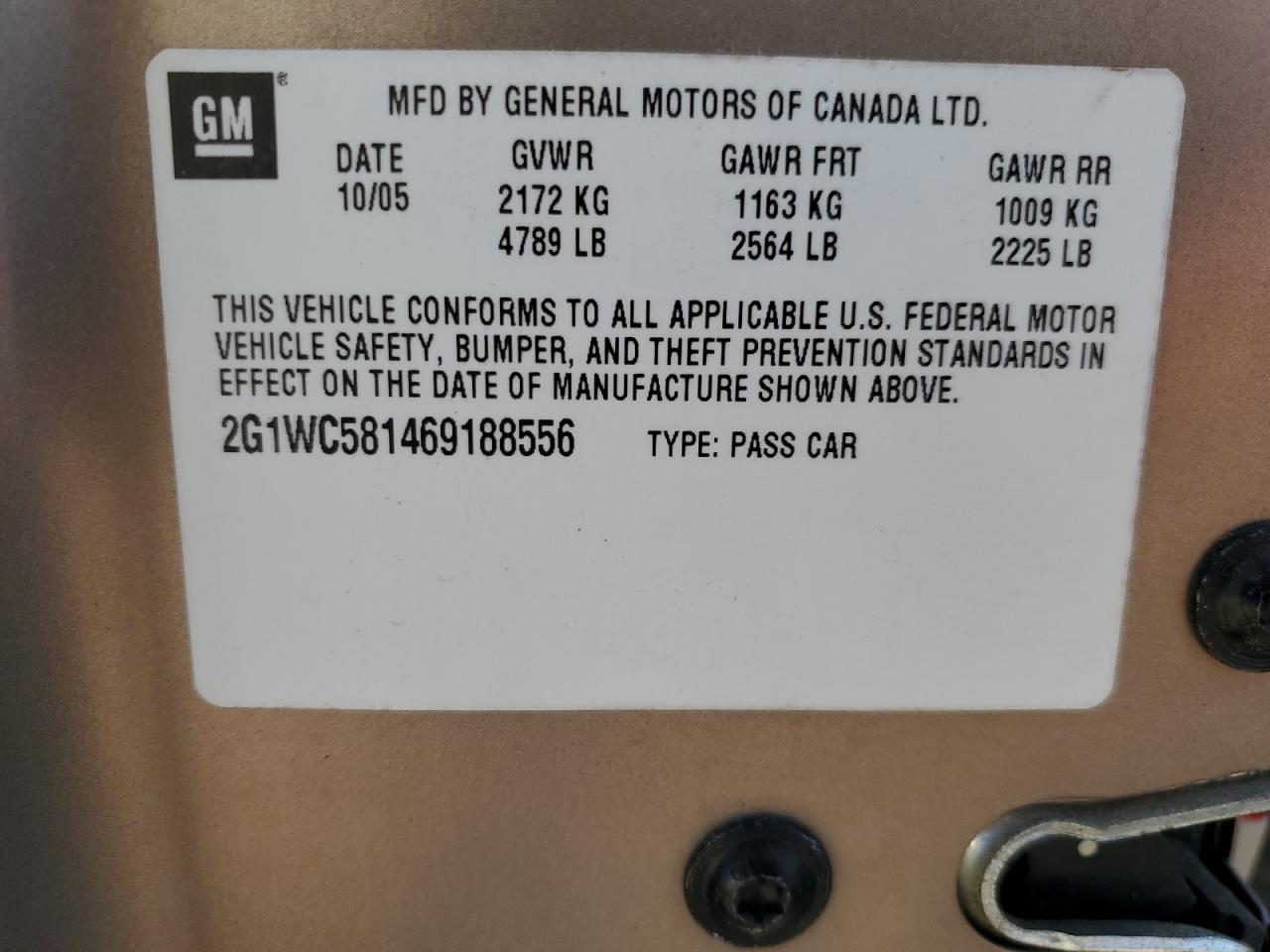 2G1WC581469188556 2006 Chevrolet Impala Lt