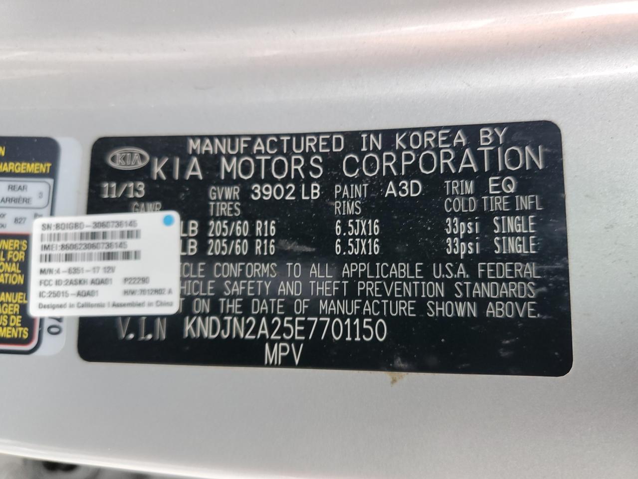 2014 Kia Soul VIN: KNDJN2A25E7701150 Lot: 76608584