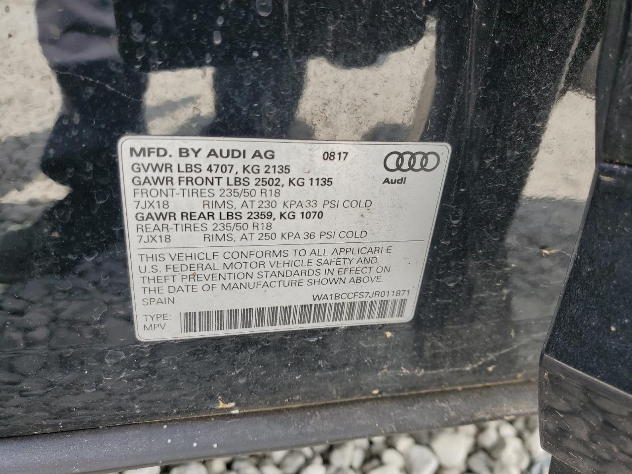 2018 Audi Q3 Premium VIN: WA1BCCFS7JR011871 Lot: 74513754