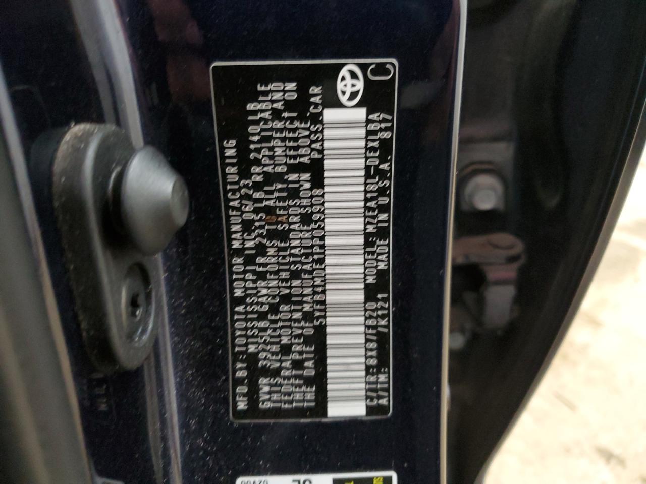 2023 Toyota Corolla Le VIN: 5YFB4MDE1PP059908 Lot: 77419944