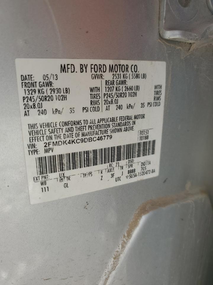 2013 Ford Edge Limited VIN: 2FMDK4KC9DBC46779 Lot: 77735704