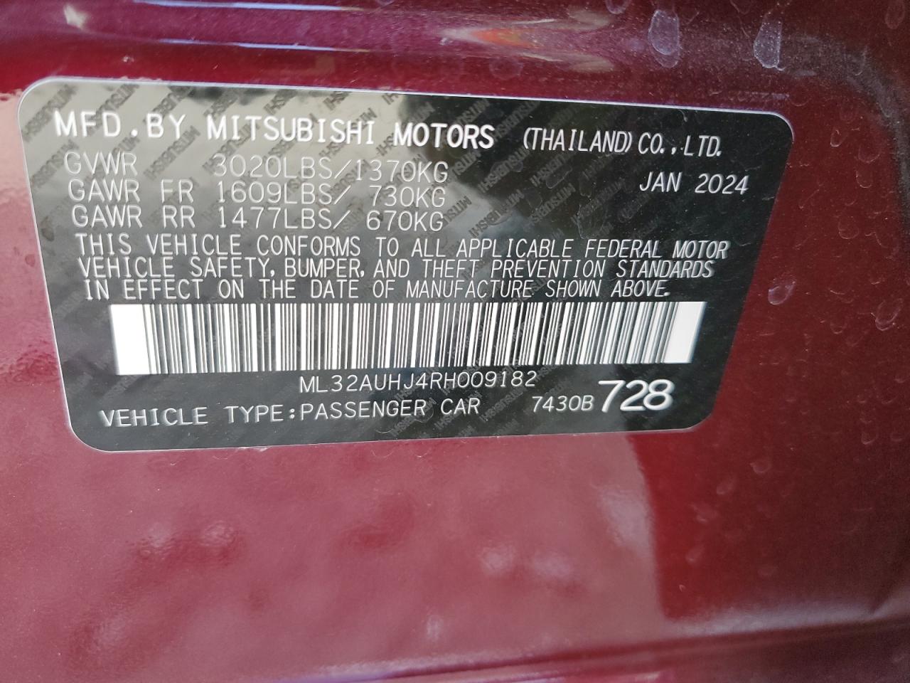 ML32AUHJ4RH009182 2024 Mitsubishi Mirage Es