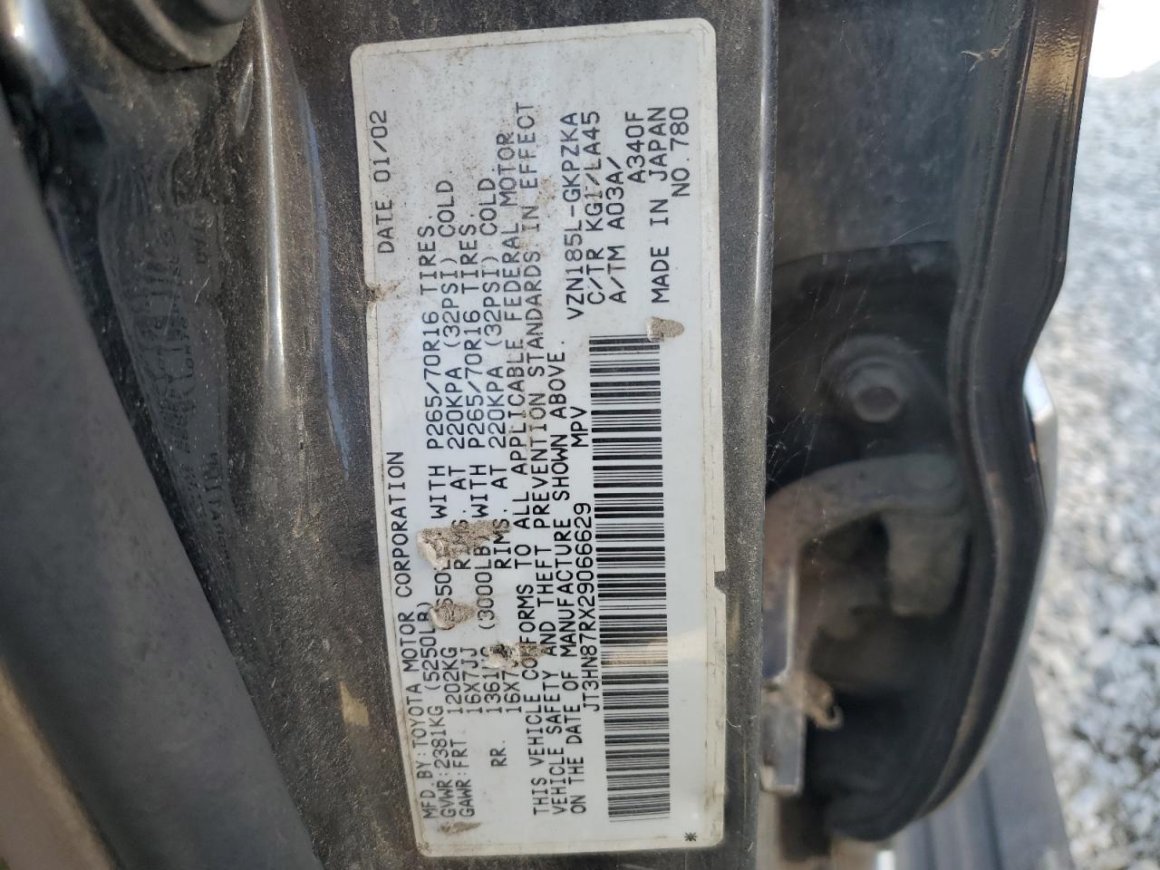 JT3HN87RX29066629 2002 Toyota 4Runner Limited