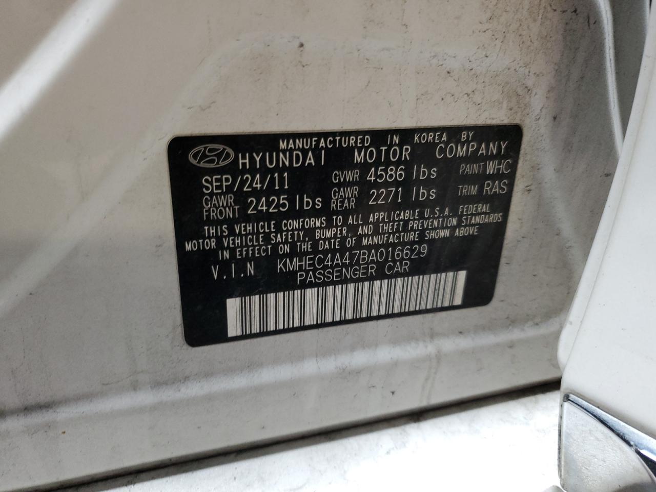 2011 Hyundai Sonata Hybrid VIN: KMHEC4A47BA016629 Lot: 75920434