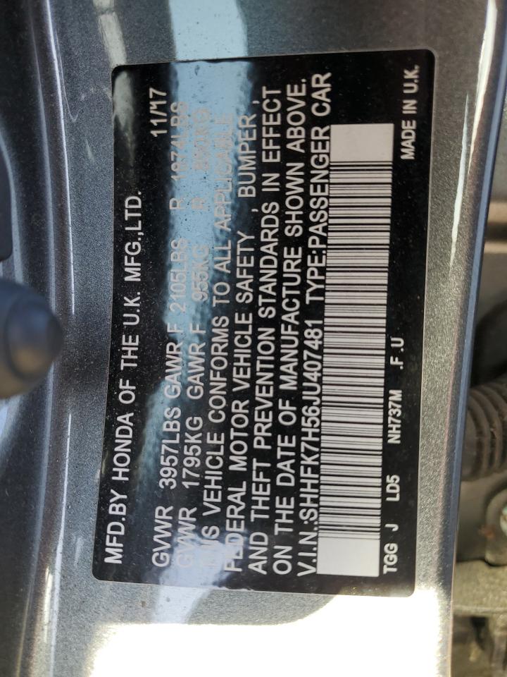 SHHFK7H56JU407481 2018 Honda Civic Ex