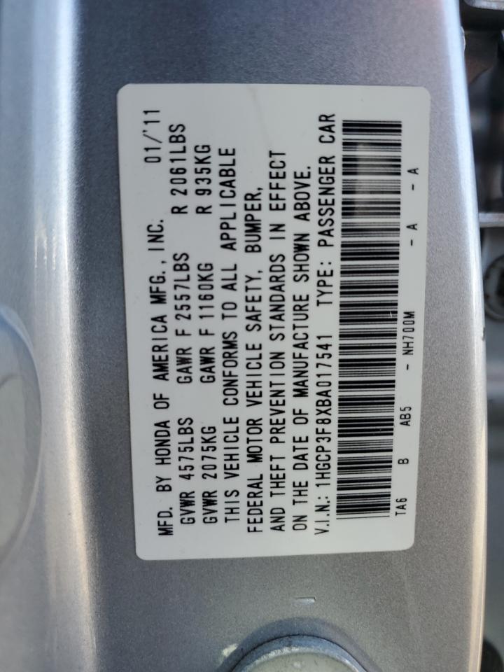 2011 Honda Accord Exl VIN: 1HGCP3F8XBA017541 Lot: 77450724