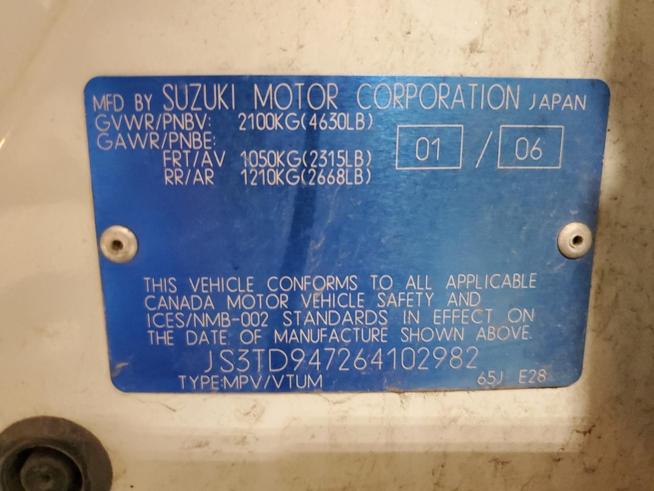 JS3TD947264102982 2006 Suzuki Grand Vitara Luxury