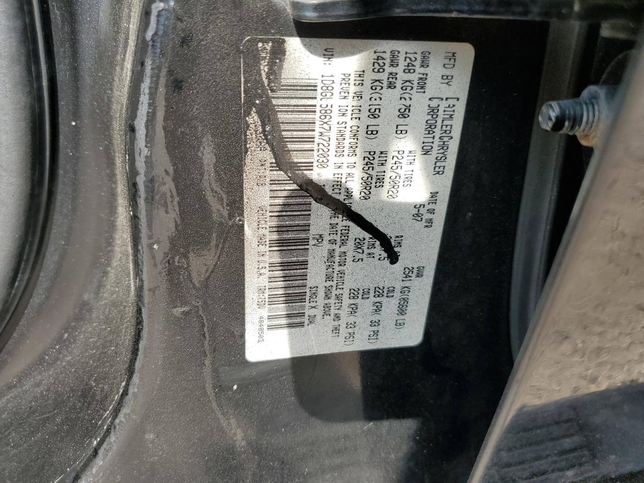 2007 Dodge Nitro R/T VIN: 1D8GU586X7W722030 Lot: 75231294