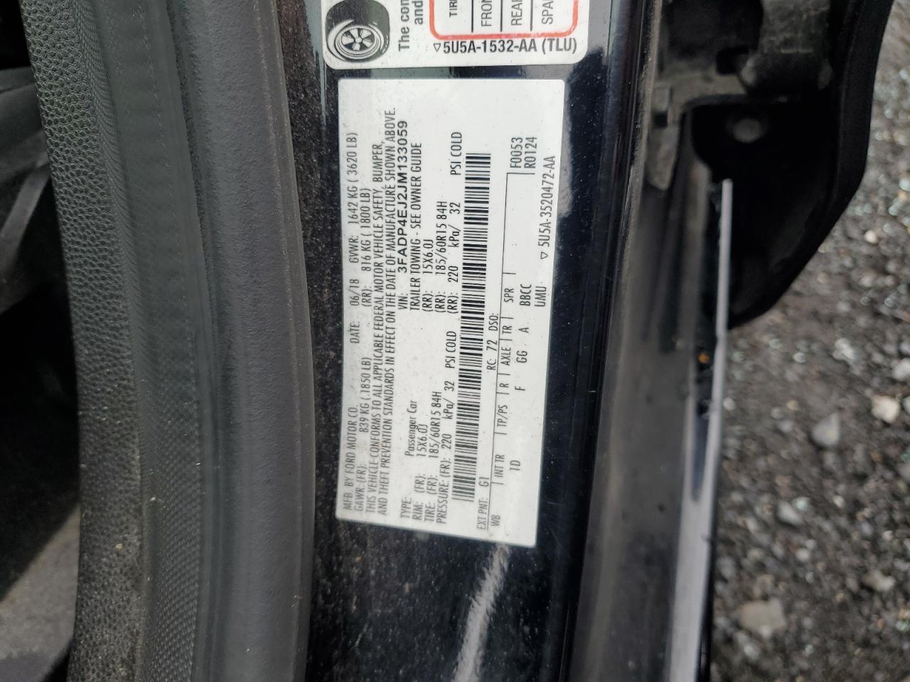 2018 Ford Fiesta Se VIN: 3FADP4EJ2JM133059 Lot: 73331054