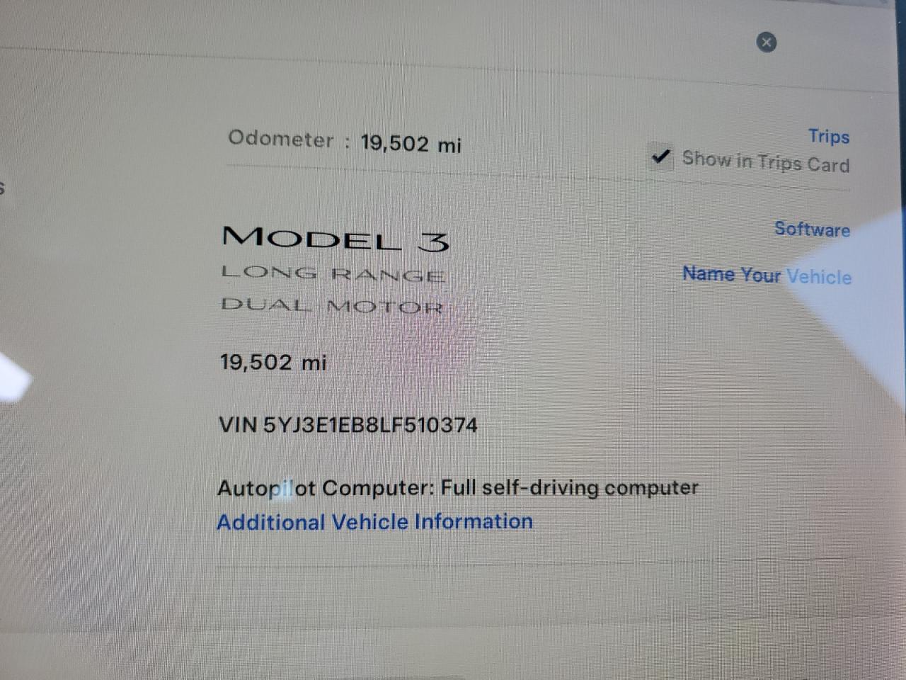 2020 Tesla Model 3 VIN: 5YJ3E1EB8LF510374 Lot: 74612834